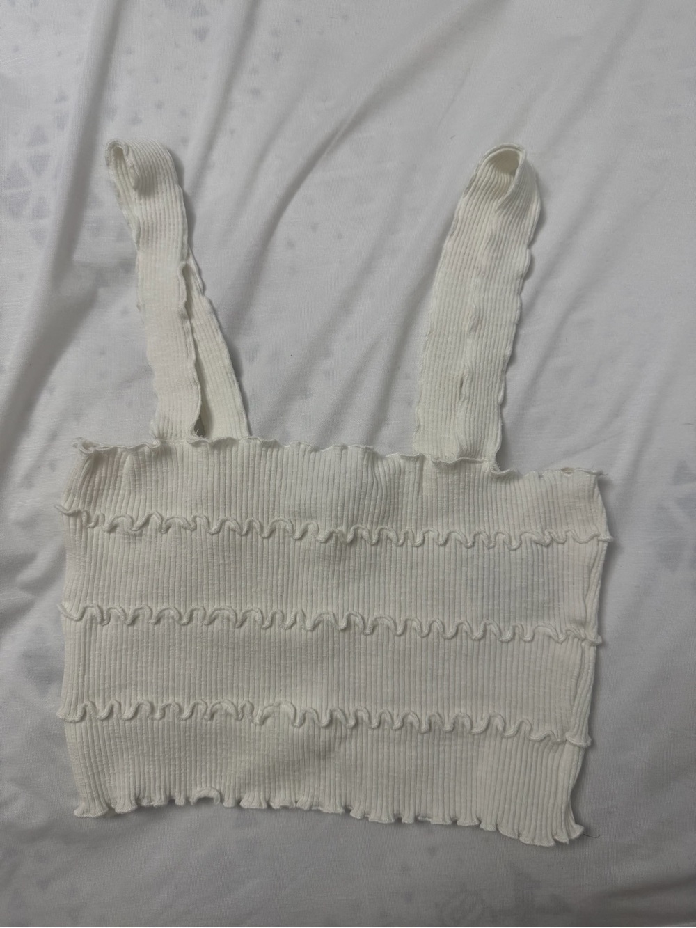 Zara Ribbed Cream Crop Tank Top